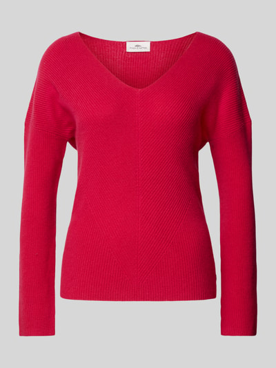 Fynch-Hatton Kasjmier gebreide pullover met V-hals Felroze - 2