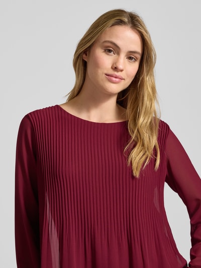 ZABAIONE Blouse met lange mouwen met plissévouwen en ronde hals Bordeaux - 3