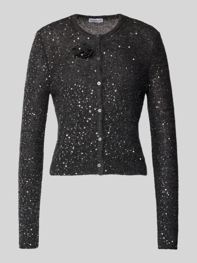 Marella Gebreid jack met pailletten, model 'SABA1' Antraciet - 2