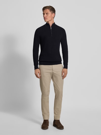 Profuomo Strickpullover mit Troyer-Kragen Marine 1