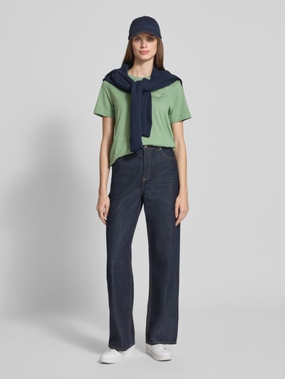 Gant Regular fit T-shirt van puur katoen met logopatch Mintgroen - 1