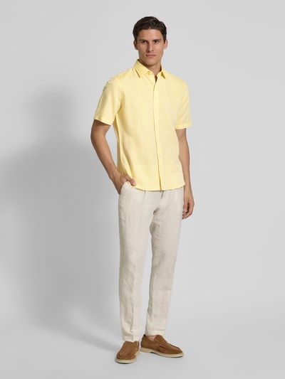 Jake*s Slim Fit Leinenhemd mit Knopfleiste LIGHT CORAL 1