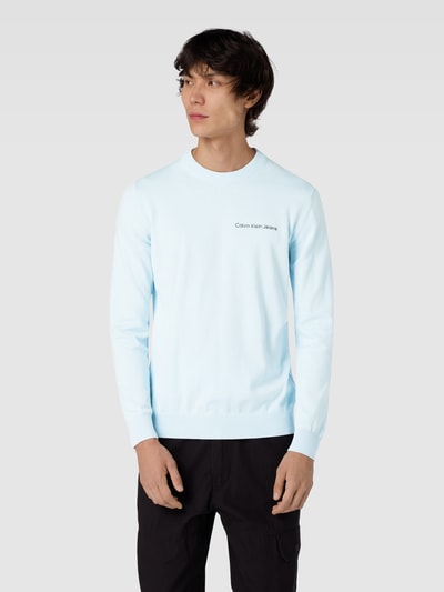 Calvin Klein Jeans Gebreide pullover met labelprint, model 'INSTITUTIONAL ESSENTIALS' Lichtblauw - 4