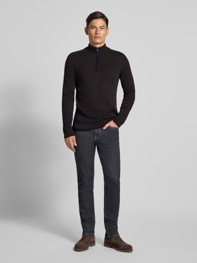 Cinque Gebreide pullover met geribde opstaande kraag, model 'FALCINO' Donkerblauw - 1