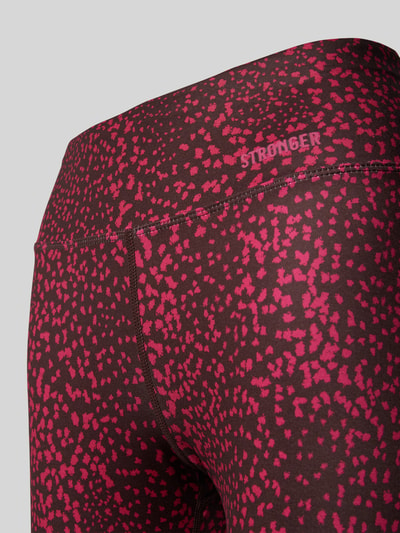 Stronger Legginsy sportowe z nadrukiem z logo Mocnoróżowy 2