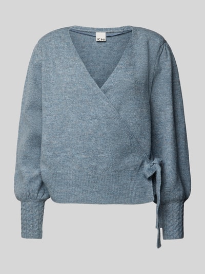 ICHI Gebreide pullover met strikdetail, model 'HOLENE' Rookblauw - 2