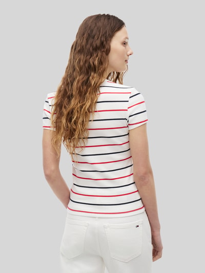Tommy Jeans Slim Fit T-Shirt aus Baumwoll-Mix in Rippstrick Weiss 5
