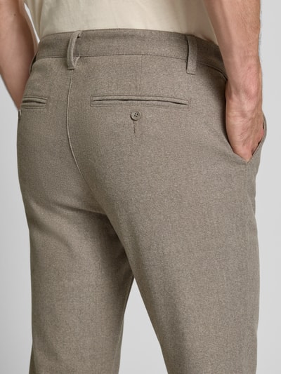 Only & Sons Slim fit brushed chino met viscose, model 'MARK' Lichtbruin - 3