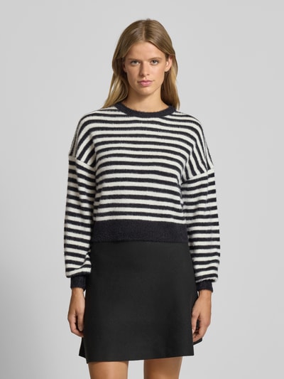 Only Relaxed fit gebreide pullover met all-over motief, model 'PIUMO' Metallic zwart - 4