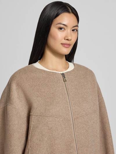 Blonde No. 8 Doubleface Wolljacke mit abnehmbarer Steppkapuze  Taupe 3
