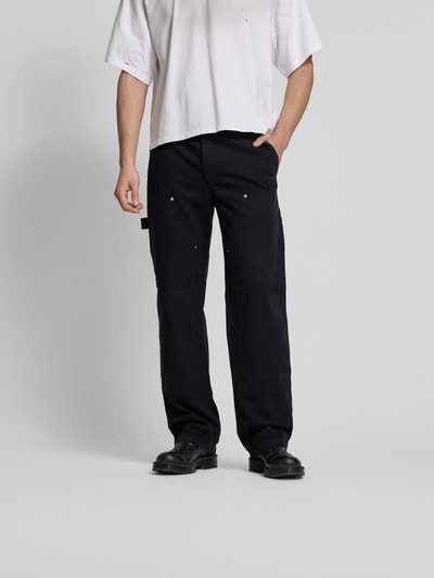 Wood Wood Straight fit jeans met zakken op de pijp Zwart - 4