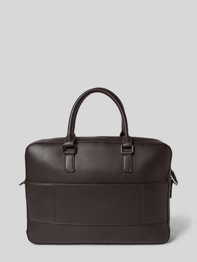 Produktfoto, Laptoptasche in Leder-Optik Modell 'Horizon' von VALENTINO BAGS, brązowa, prostokątna forma, subtelna faktura, logo, odpinany pasek, uchwyty.