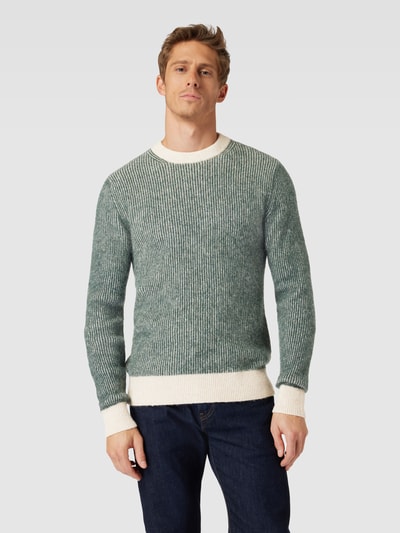 SELECTED HOMME Sweter z dzianiny z fakturowanym wzorem model ‘RAI’ Jasnozielony 4