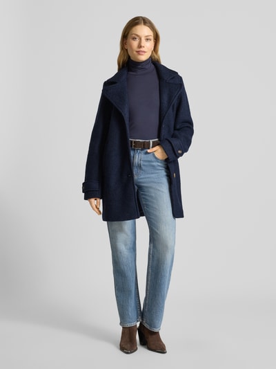 ICHI Relaxed Fit Mantel aus Woll-Mix Modell 'Tipa' Marine 1