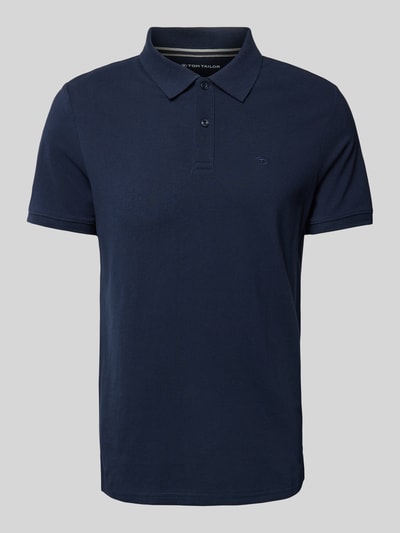 Tom Tailor Poloshirt in unifarbenem Design mit Label-Stitching Dunkelblau 2