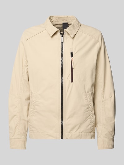 Produktfoto, Regular Fit Hemdjacke aus reiner Baumwolle von Tom Tailor in uni Beige mit Umlegekragen, Reißverschluss und Twill-Struktur