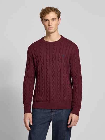 MCNEAL Slim fit gebreide pullover van puur katoen Donkerrood - 4