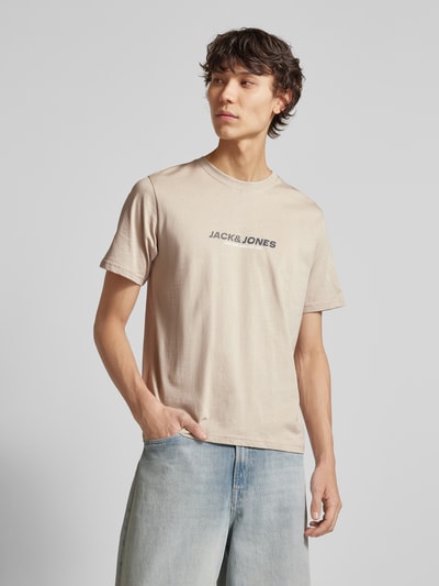 Jack & Jones T-Shirt mit Label-Print Modell 'TARMAC' Beige 4