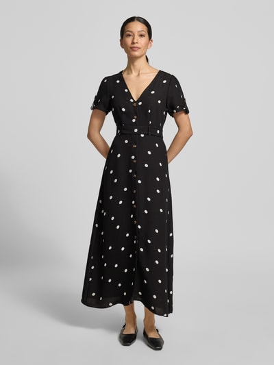 VERO MODA Taliowana sukienka casualowa z wzorem na całej powierzchni model 'JOAN' Czarny 4