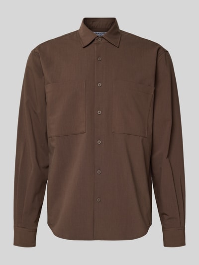 JAKE*S STUDIO MEN Regular fit vrijetijdsoverhemd met kentkraag en borstzakken Chocoladebruin - 2