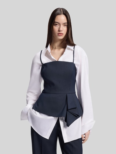 HUGO Top bluzkowy o kroju regular fit z cienkimi ramiączkami model 'CALITA' Granatowy 4