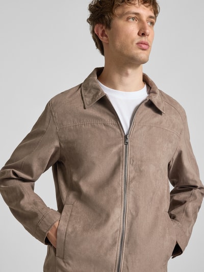 JACK & JONES Regular Fit Jacke mit Umlegekragen Modell 'Dylan' Taupe 3