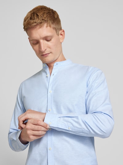 Lindbergh Slim Fit Freizeithemd mit Stehkragen Modell 'Oxford' Hellblau 3