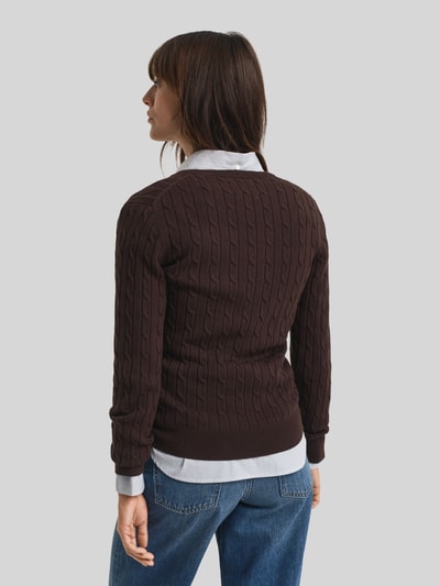 GANT Regular Fit Pullover aus Baumwoll-Mix mit Logo-Stitching Mittelbraun 4