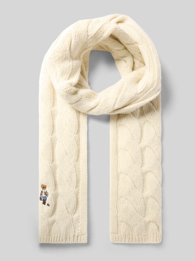 Polo Ralph Lauren Schal mit Winterbär-Stickerei Offwhite 1