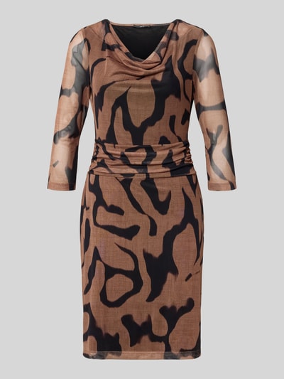 Zero Knielanges Kleid mit Wasserfall-Ausschnitt BLACK 2