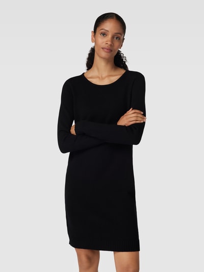 Vila Strickkleid mit Rundhalsausschnitt in unifarbenem Design Black 4