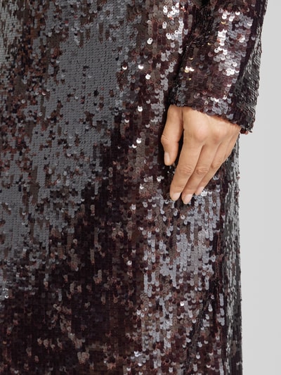 Mango Midirock mit Pailletten Modell 'XJAVIERA' Mittelbraun 3