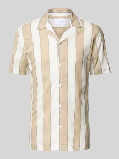 Lindbergh Relaxed fit vrijetijdsoverhemd met labeldetail en platte kraag Zand - 2