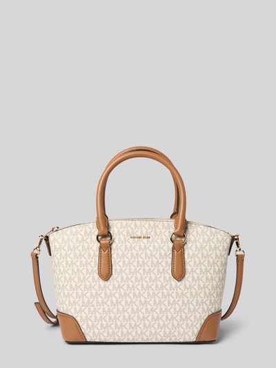 Productfoto, Handtasche mit Logo-Applikation Modell 'Murphey' van MICHAEL Michael Kors, allover-logo-print, beige-bruin, schouderhengsel, context: hoofdvak met rits, binnenvak met rits, afneembare schouderriem, 31x21x9 cm, schouderriem 115 cm