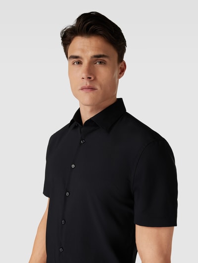 Jake*s Slim Fit Business-Hemd mit 1/2-Ärmeln Black 3