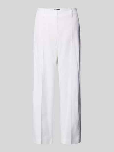 Produktfoto, weiße Wide Leg Hose aus Leinen-Mix von Windsor mit Bügelfalten, elastischem Bund, gerade Form und glatter Textur.
