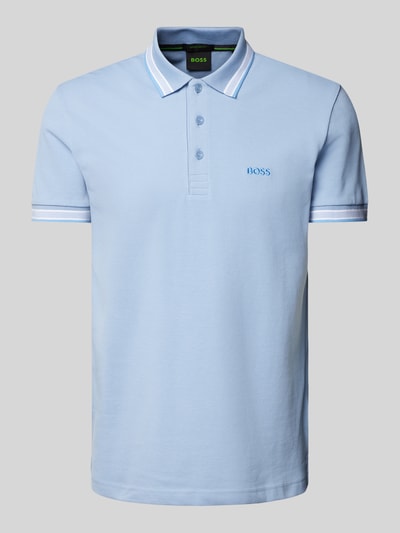 BOSS Green Regular fit poloshirt met labelstitching, model 'PADDY' Lichtblauw - 2