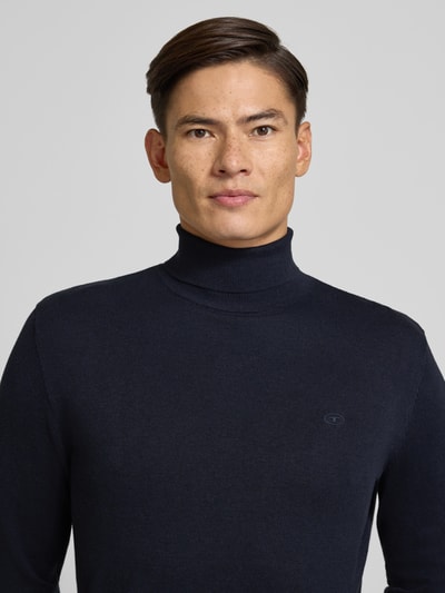 Tom Tailor Regular fit coltrui van puur katoen Marineblauw - 3