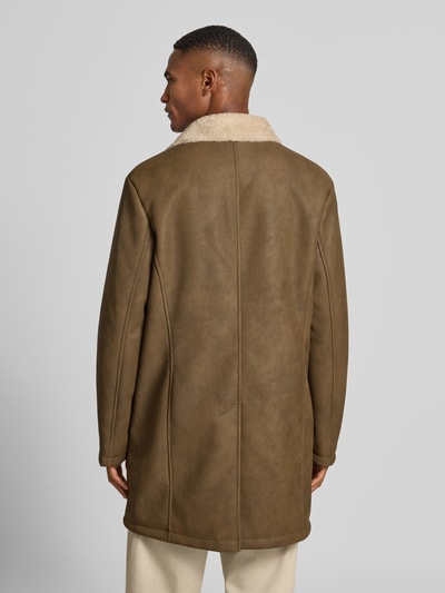 Cinque Mantel in Leder-Optik mit Futter aus Kunstfell Modell 'LORD' Dunkelbraun 5