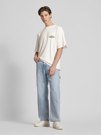 REVIEW Oversized T-Shirt mit Label-Print Offwhite 1