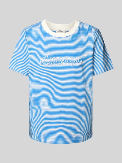 s.Oliver RED LABEL Regular fit T-shirt van puur katoen met tekst in sierkralen Blauw - 2