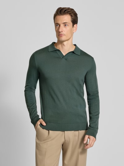 SELECTED HOMME Regular fit poloshirt van zuivere wol, model 'TRAY' Donkergroen - 4