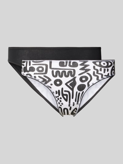 Produktfoto, Slim Fit Slip aus Baumwoll-Mix Modell 'Rio' von SKINY, abstrakter Allover-Print, Schwarz und Weiß, glatte Textur