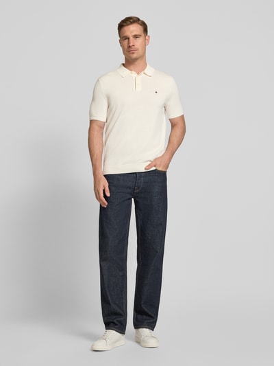 Tommy Hilfiger Regular Fit Strick-Poloshirt aus reiner Baumwolle Ecru 1