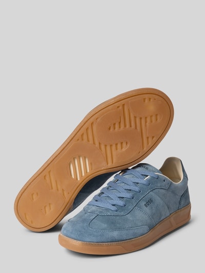 BOSS Lage sneakers van echt leer, model 'BRENTA' Jeansblauw - 4