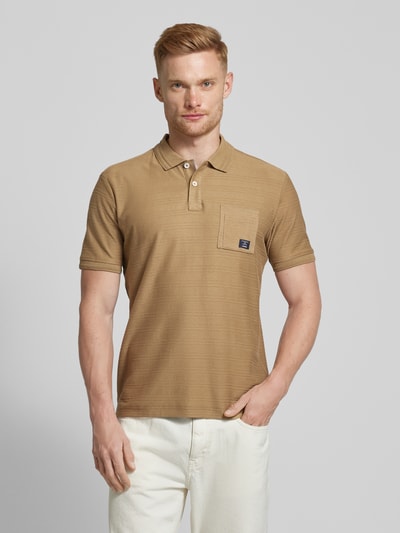 Lerros Poloshirt met labelpatch Zand - 4