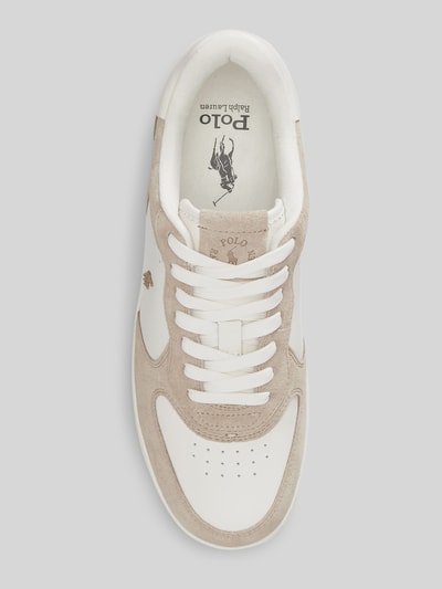 Productfoto, Low Top Sneaker uit echt leer van Polo Ralph Lauren, two tone look, afgeronde neus, platte hak, label stitching, patch en logo-stitching, vetersluiting, gestructureerde zool, suède en gladleer materialsamenstelling