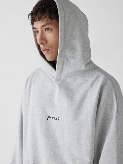 Preach Hoodie mit Label-Stitching Mittelgrau Melange 3