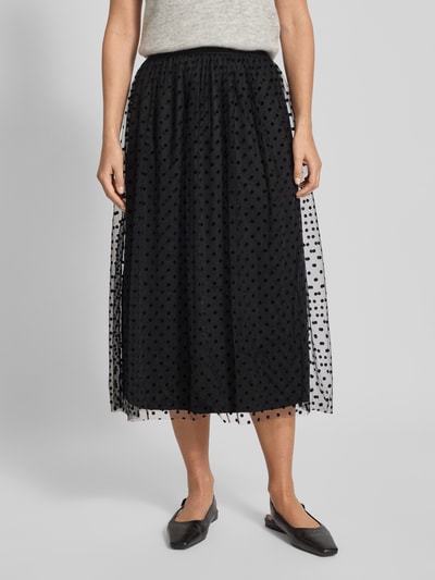 Vero Moda Ausgestellter Midi-Rock mit semitransparenten Oberrock Modell 'NETHA' Black 4