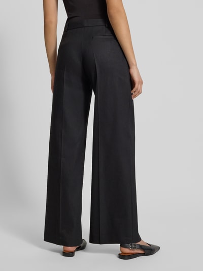 HUGO Wide leg linnen broek met steekzakken, model 'Halati' Zwart - 5